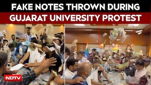 Fake Currency Notes Thrown at Gujarat University VC Office During Youth Cong Protest