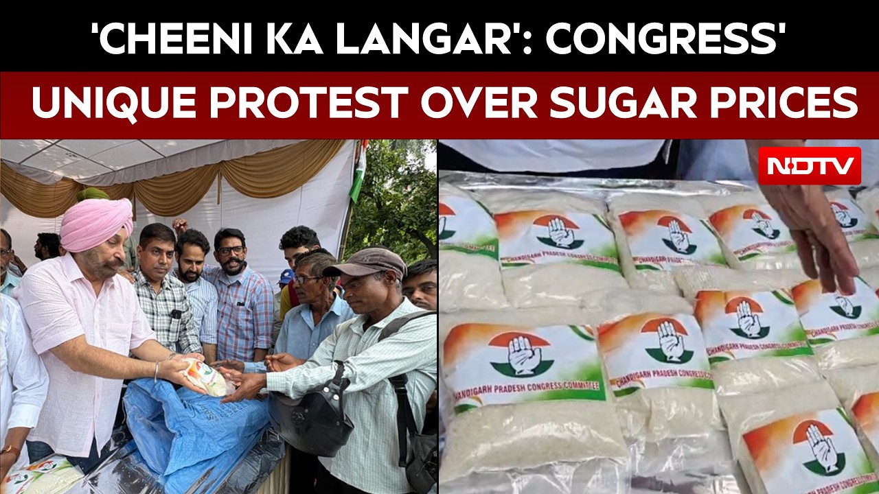 Punjab News | ‘Cheeni Ka Langar’: Congress Protests Rising Sugar Prices In Chandigarh