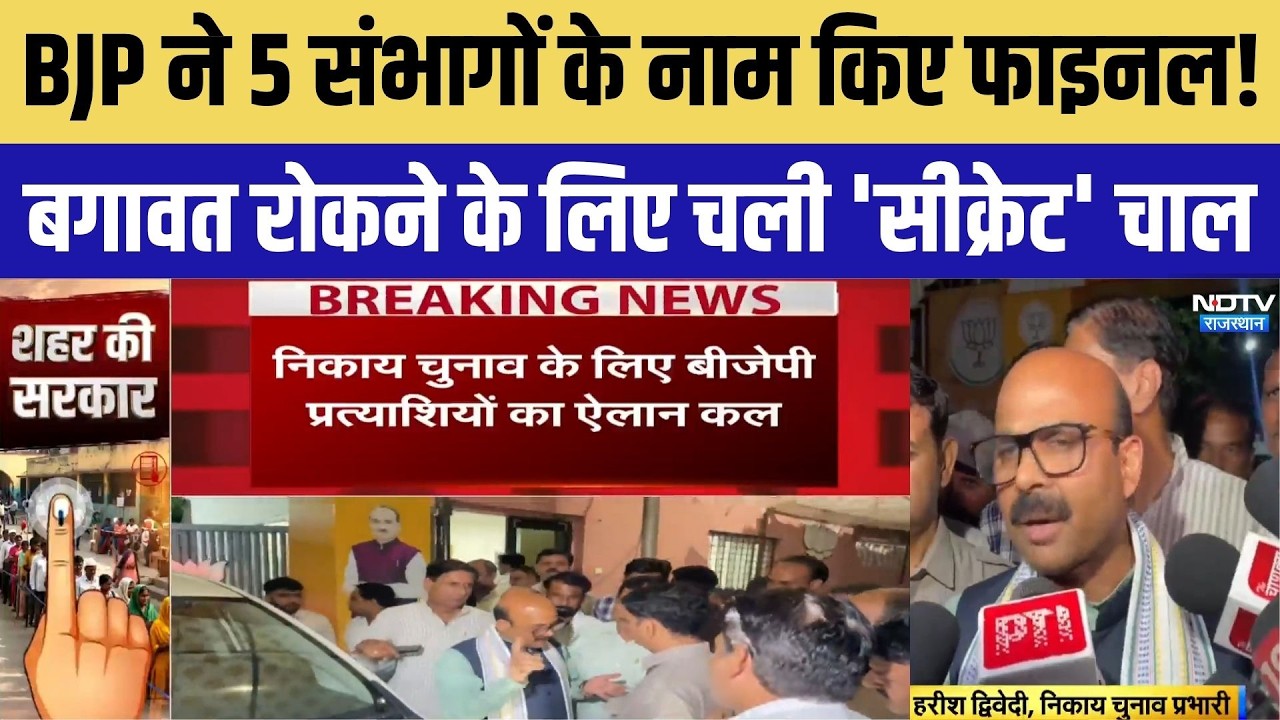Rajasthan Nikay Chunav: BJP ने 5 संभागों के नाम किए फाइनल! | Breaking News | Top News | BJP List