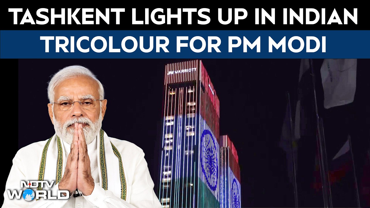 PM Modi News | Tashkent Lights Up In Indian Tricolour As PM Modi Arrives In Uzbekistan