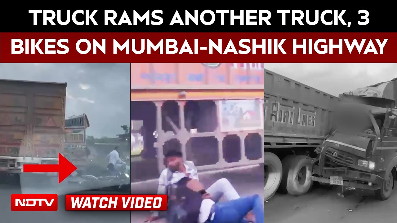 Mumbai News | On Camera: Truck Rams Another Truck, Three Bikes, Driver Trapped In Mangled Cabin