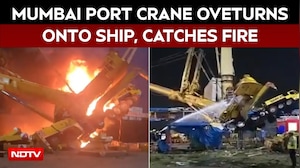 Mumbai Port Fire | Mumbai Port Crane Overturns Onto Ship, Catches Fire; 2 Injured