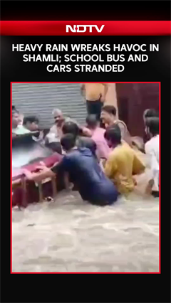 Shamli Flood Chaos: School Bus Stuck, Cars Trapped As Rain Brings City To Standstill