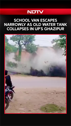 Video: School Van Escapes Narrowly As Old Water Tank Collapses In UP's Ghazipur
