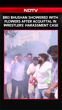 Brij Bhushan Showered With Flower Petals After Acquittal In Wrestlers' Sexual Harassment Case