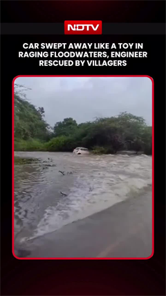 Car Swept Away Like A Toy In Raging Floodwaters, Engineer Rescued By Villagers