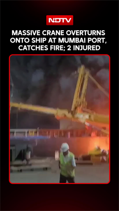 Mumbai Port Crane Overturns Onto Ship, Catches Fire; 2 Injured