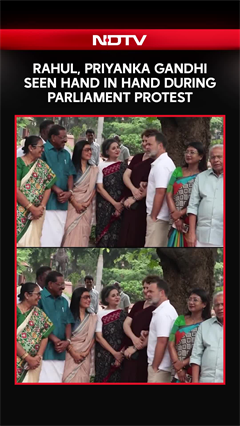Rahul & Priyanka Gandhi Walk Hand-In-Hand During Parliament Protest Against Amit Shah