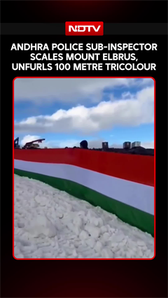 Andhra Police Officer Scales Europe's Highest Peak, Unfurls 100-Metre Tricolour On Independence Day