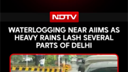 Waterlogging Outside AIIMS As Heavy Rains Lash Several Parts Of Delhi