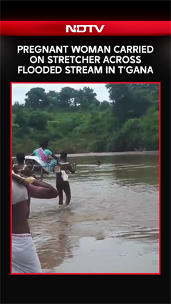 Telangana News | Pregnant Woman Carried On Stretcher Across Swollen Stream For Hospital Care