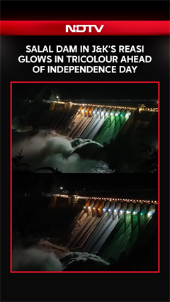Jammu & Kashmir's Salal Dam Illuminated In Vibrant Tricolour Ahead Of Independence Day