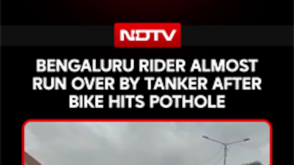 Bengaluru Rider Almost Run Over By Tanker After Bike Hits Pothole
