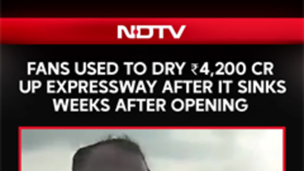 Fans Used To Dry ₹4,200 Cr Lucknow- Kanpur Expressway After It Sinks Weeks After Opening