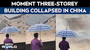 On Camera: Moment Three-Storey Building Collapses Into Raging Floodwaters