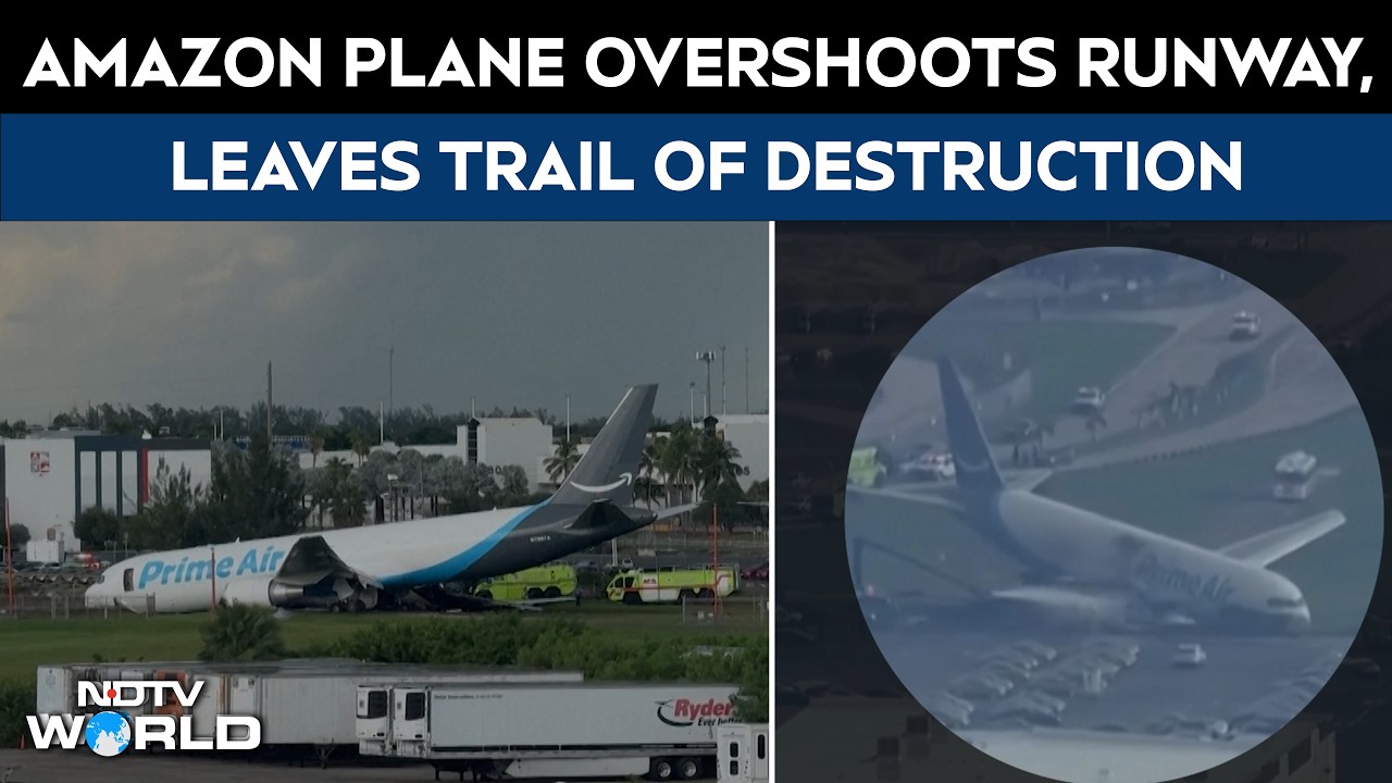 Video : Amazon Cargo Plane Crash: Plane Skids Off Runway In Miami, Slams Into Vehicles & Erupts In Flames