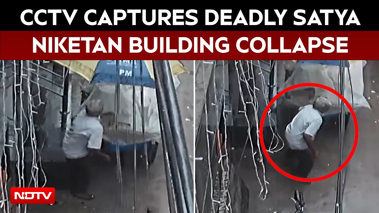Delhi Building Collapse: CCTV Captures Deadly Satya Niketan Building Collapse That Killed 6 People