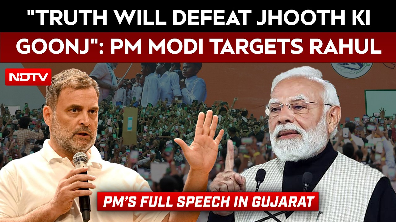 "Truth Will Defeat Jhooth Ki Goonj": PM Modi Targets Rahul Gandhi In Gujarat