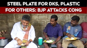 DK Shivakumar&rsquo;s Breakfast Video Sparks Row Over Steel Plate, Glass