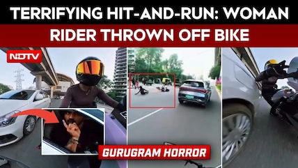 Gurugram Biker News | Terrifying Encounter: Car Hits Woman Biker, Drags Bike In Gurugram