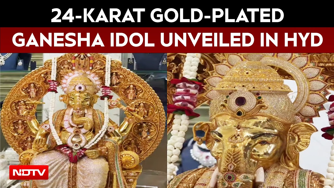 Ganpati Celebrations | 24-Karat Gold-Plated Ganesha Idol Studded With 3.83 Lakh American Diamonds