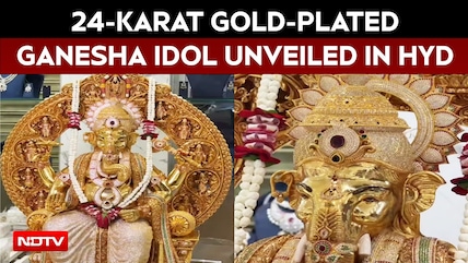 Ganpati Celebrations | 24-Karat Gold-Plated Ganesha Idol Studded With 3.83 Lakh American Diamonds