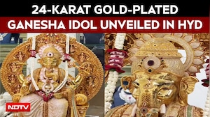 Ganpati Celebrations | 24-Karat Gold-Plated Ganesha Idol Studded With 3.83 Lakh American Diamonds
