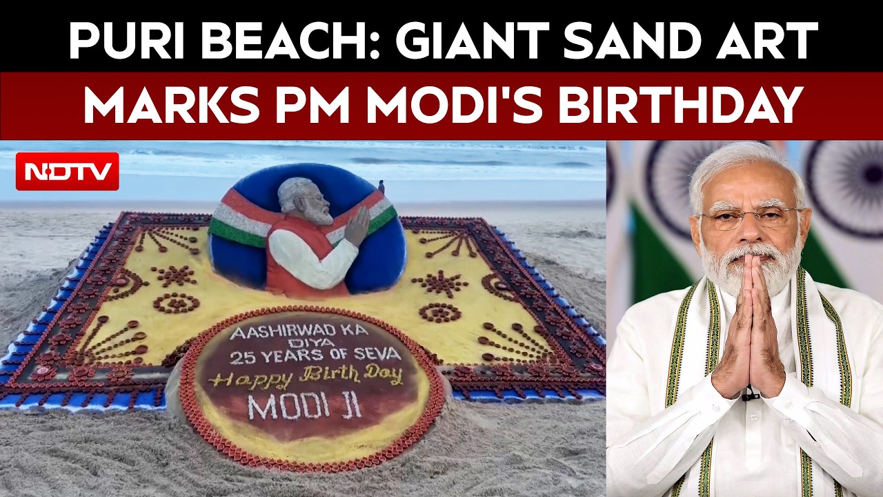 PM Modi's 76th Birthday: Puri Sand Artist Manas Kumar Sahoo Creates Sand Animation