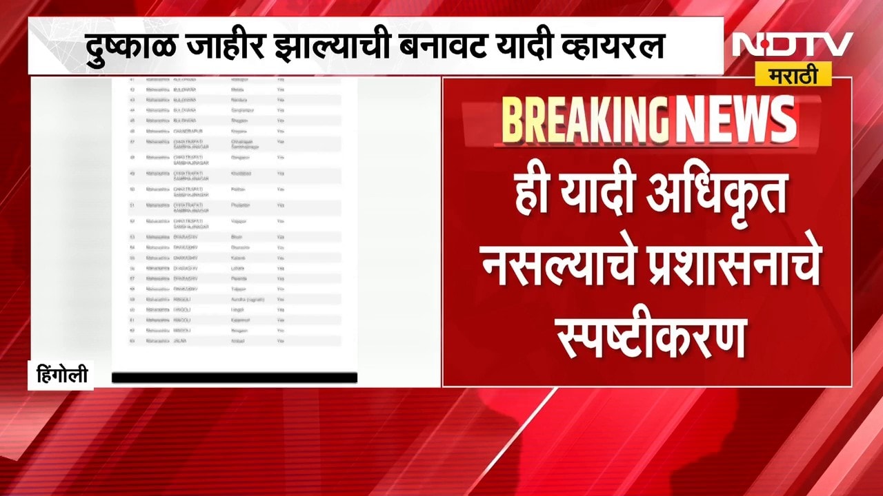 Hingoli News | आताची मोठी बातमी, हिंगोलीत दुष्काळ जाहीर झाल्यावर बनावट यादी व्हायरल | NDTV Marathi