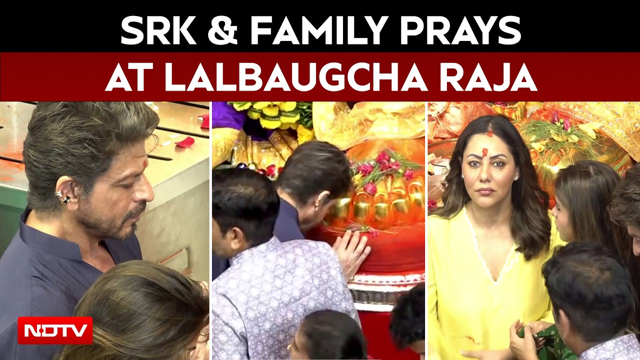 Shah Rukh Khan With Wife Gauri And Daughter Suhana Offer Prayers At Lalbaugcha Raja