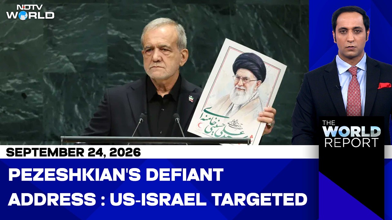 West Asia Crisis: Iranian President Pezeshkian Delivers Defiant Address At UNGA
