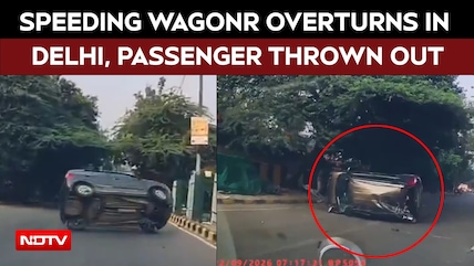 Delhi: Speeding WagonR Hits Divider, Overturns Near Shakti Nagar Roundabout, Passenger Thrown Out