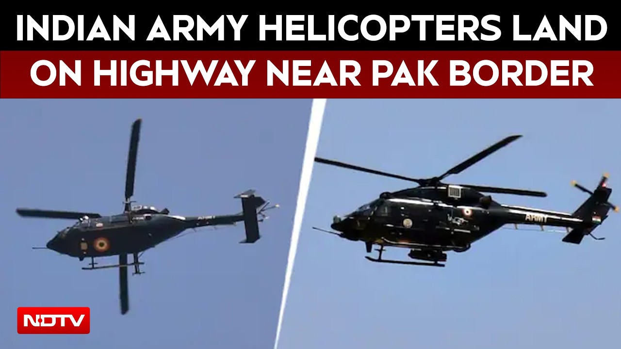 Indian Army Helicopters Land On Highway Near Pakistan Border | Rajasthan Drill