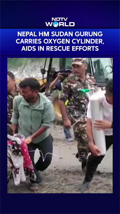 Nepal HM Sudan Gurung Carries Oxygen Cylinder, Aids In Rescue Efforts