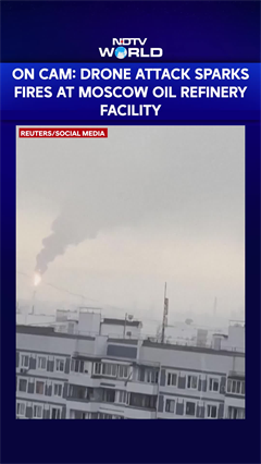 Drone Attack Damages Moscow Oil Refinery, Smoke Billows Across Skyline | Russia Ukraine War