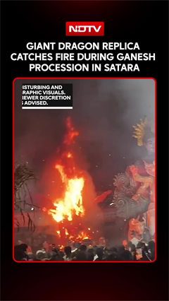 Maharashtra News | Fire Engulfs ragon Replica During Ganesh Procession In Maharashtra's Satara