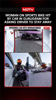 Video: Gurugram Hit & Run | Woman On Sports Bike Hit By Car In Gurugram For Asking Driver To Stay Away