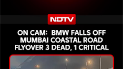 On Cam: BMW Falls From Mumbai Coastal Road Flyover; 3 Dead, 1 Critical