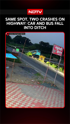 Jaunpur-Azamgarh Highway: Same Spot, Two Crashes As Car And Bus Fall Into Ditch