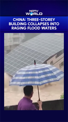 On Cam: Entire Building Vanishes Into Floodwaters In China's Fujian province