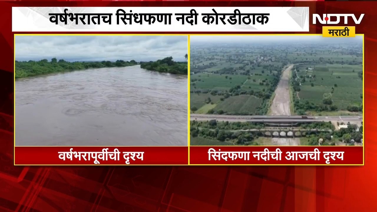 Beed | बापरे काय ही परिस्थिती! वर्षभरातच सिंधफणा नदी कोरडीठाक, नदीपात्रात पाण्याचा एकही थेंब   नाही