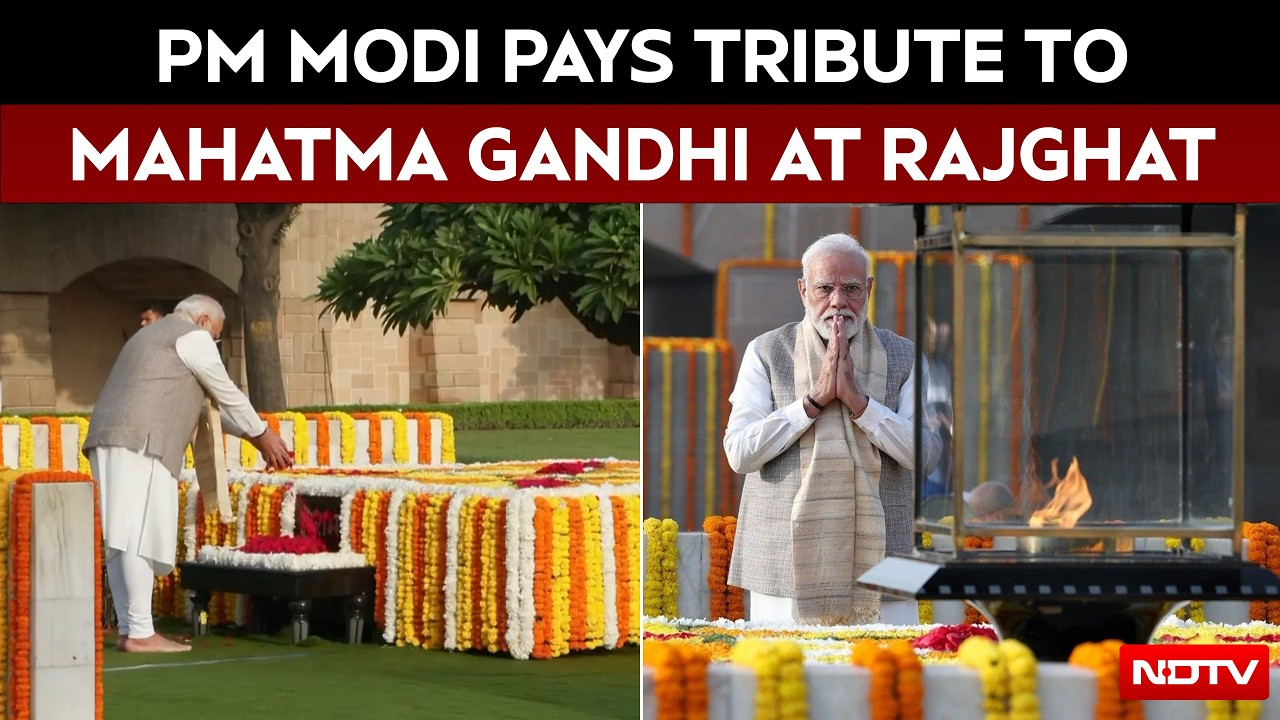 PM Pays Tribute To Mahatma Gandhi At Rajghat On His 157th Birth Anniversary