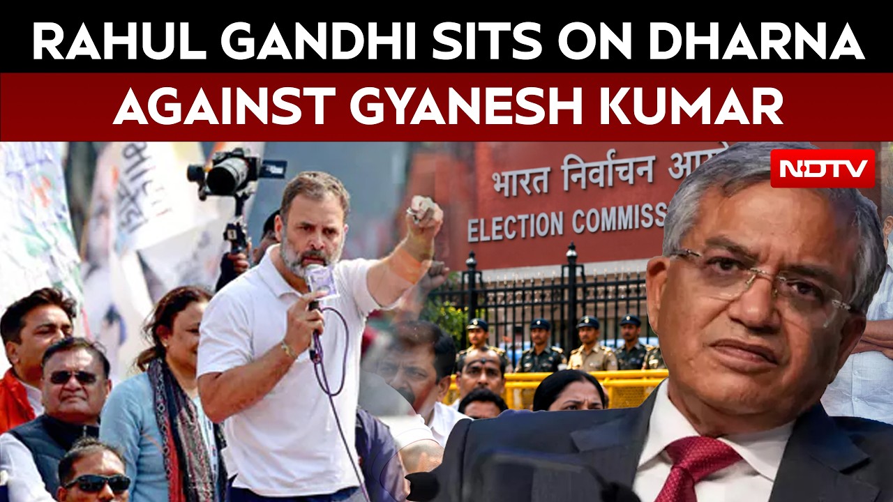 Rahul Gandhi Leads INDIA Bloc Protest Against Gyanesh Kumar, Sits On Dharna