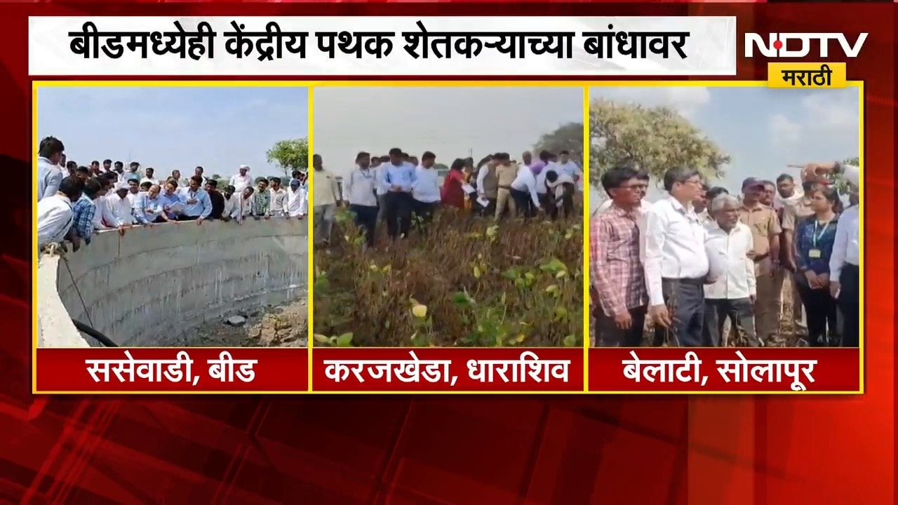 Maharashtra Drought | धाराशिव, बीड आणि सोलापूरमध्ये केंद्रीय पथकाकडून शेतीची पाहणी | NDTV Marathi