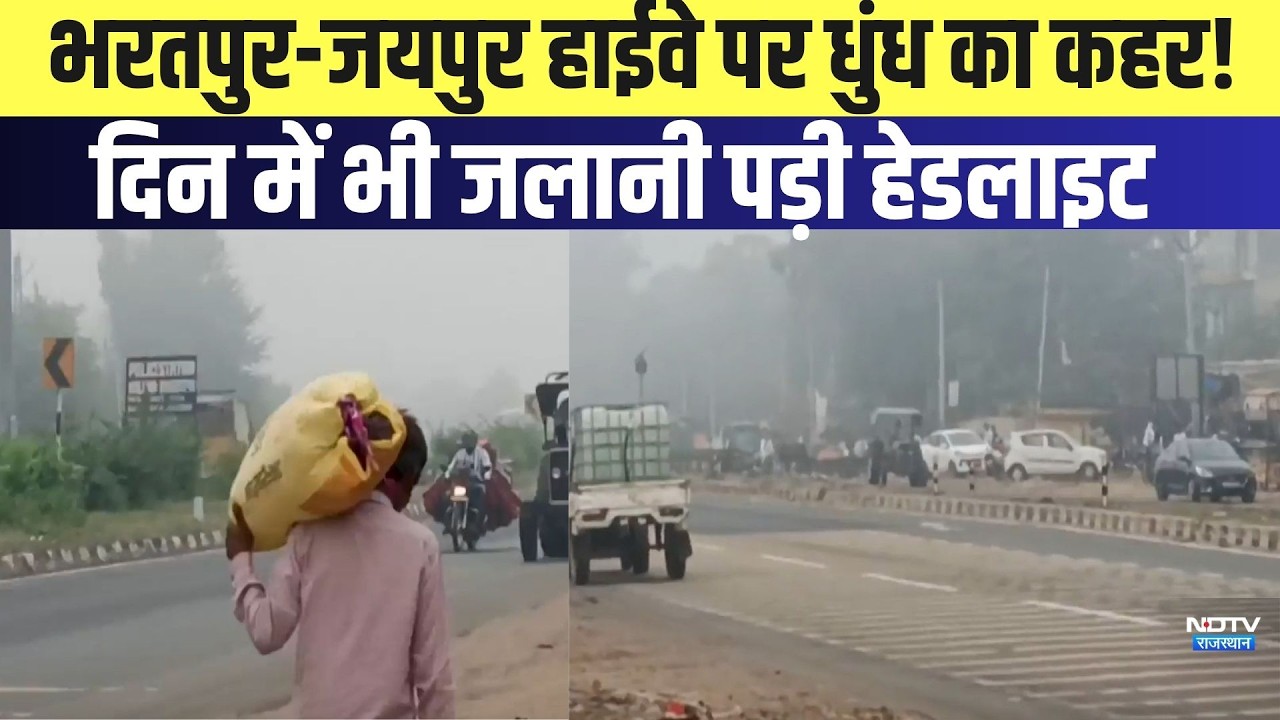 Rajasthan Weather: Bharatpur-Jaipur highway पर Fog का कहर! दिन में भी जलानी पड़ी हेडलाइट!|Winter