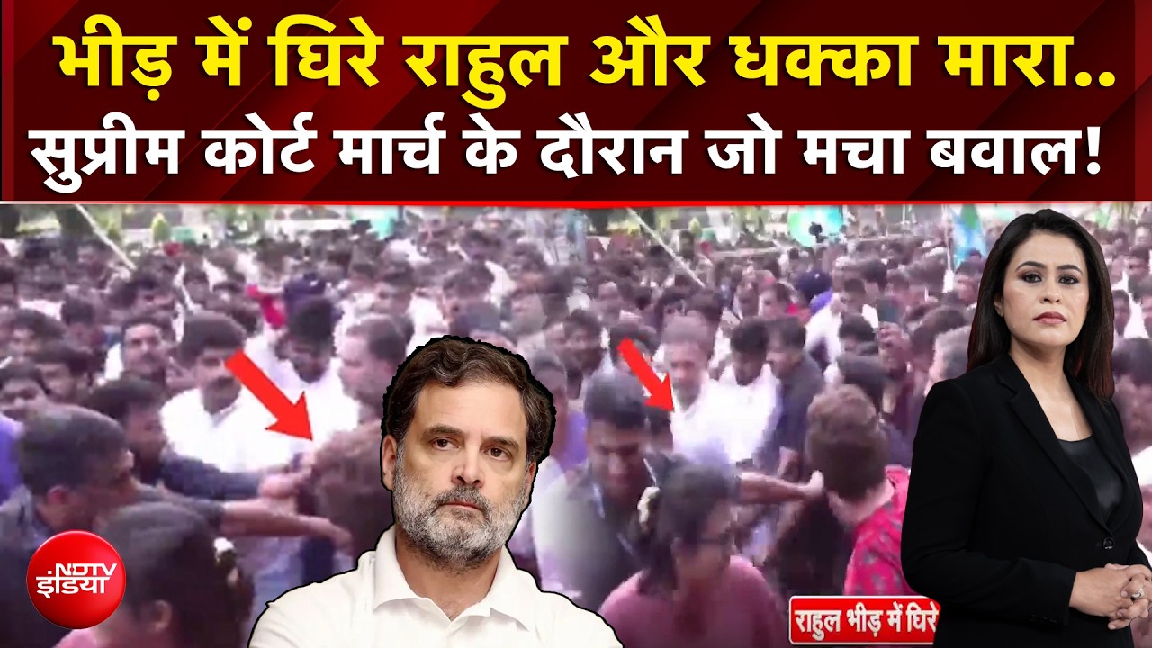 भीड़ में राहुल गांधी  को किसने मारा धक्का... वीडियो में खुद देख लीजिए