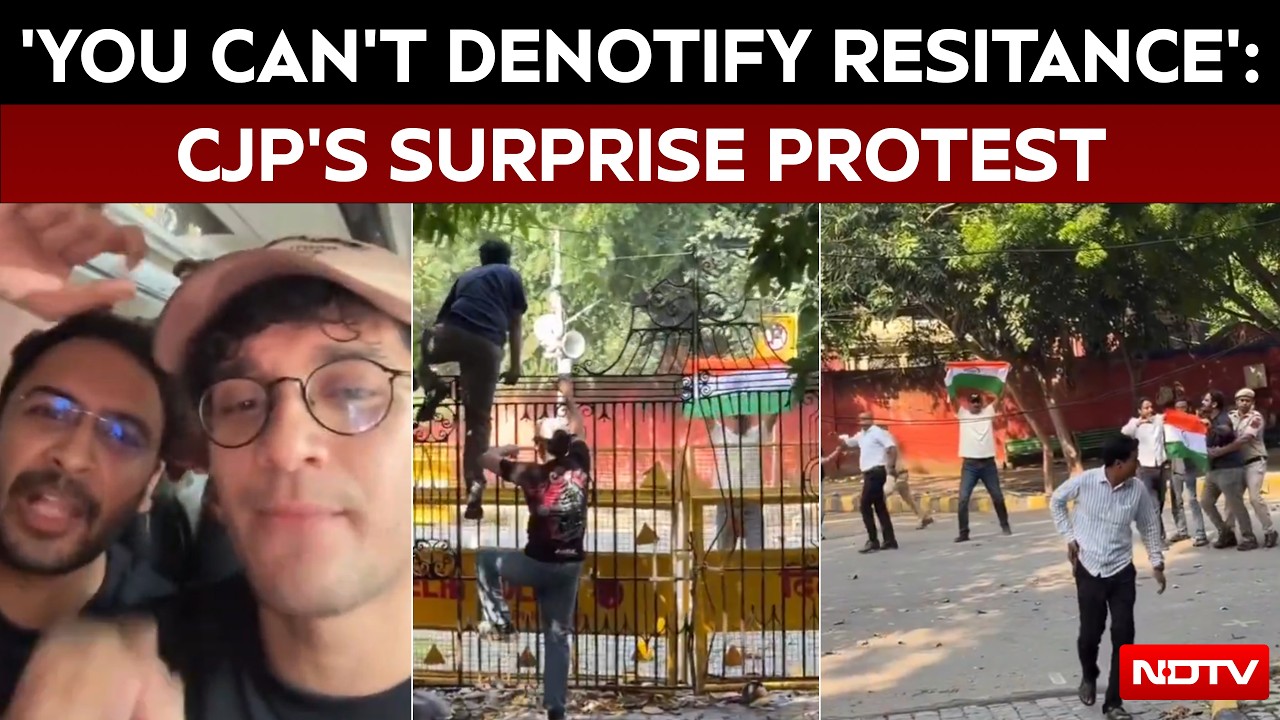 CJP Leaders Jump Jantar Mantar Gate, Stage Flash Protest Before Detention By Delhi Police