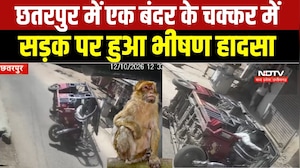 Chhatarpur : बंदर को बचाने में बेकाबू होकर पलटा ई-रिक्शा, CCTV में कैद हादसा । Breaking News