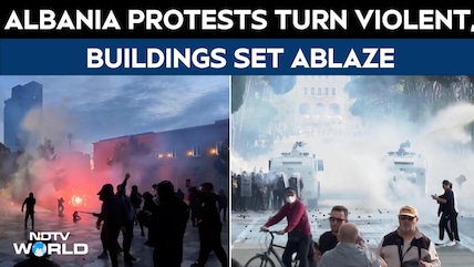 Albania Protests Turn Violent As Buildings Are Set Ablaze And Water Cannons Deployed In Tirana