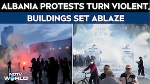 Albania Protests Turn Violent As Buildings Are Set Ablaze And Water Cannons Deployed In Tirana